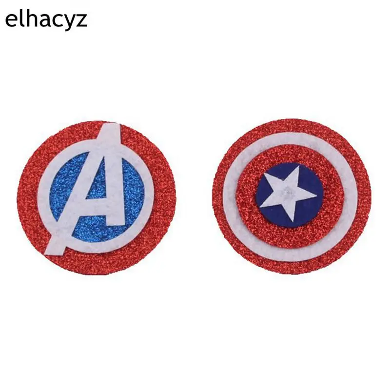 

10pcs/lot Glitter 2.4'' Red Blue Round Shield Felt Pads Hot Sale Women Kids Patches Hair Accessories DIY Craft For Girls