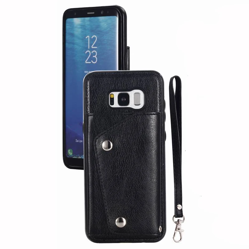 Откидной Чехол книжка с магнитной двойной защелкой для Samsung Galaxy S8 S9 S10 Plus Note 8 9 S7E