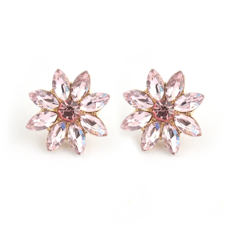 glass pink NeeFu WoFu сладкие серьги бренд кристалл серьги цветок ювелирные изделия серьги большие длинные Brinco уха Oorbellen Рождественский подарок - Окраска металла: glass pink