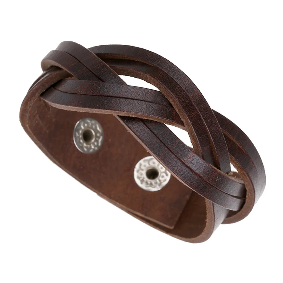 Креативные винтажные браслеты из натуральной кожи модные коричневые панковские