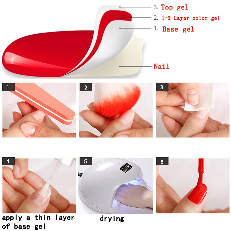 Светодиодная УФ-лампа для маникюра маникюрный набор гель-лака основа и верхнее