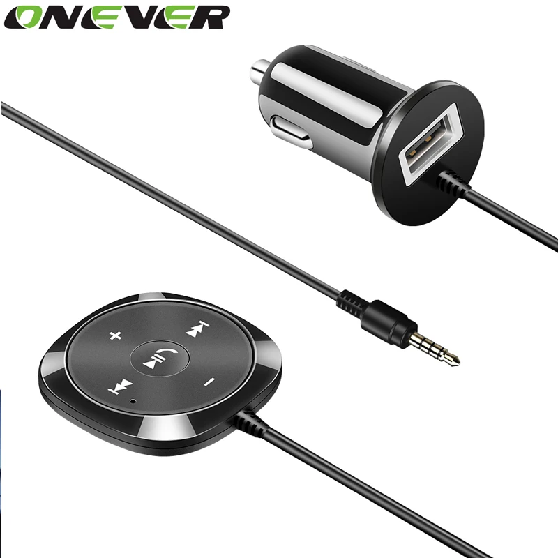 Onever Громкой Связи Bluetooth Car Kit Mp3 плеер 3.5 мм AUX Аудио A2DP Музыкальный Приемник Адаптер