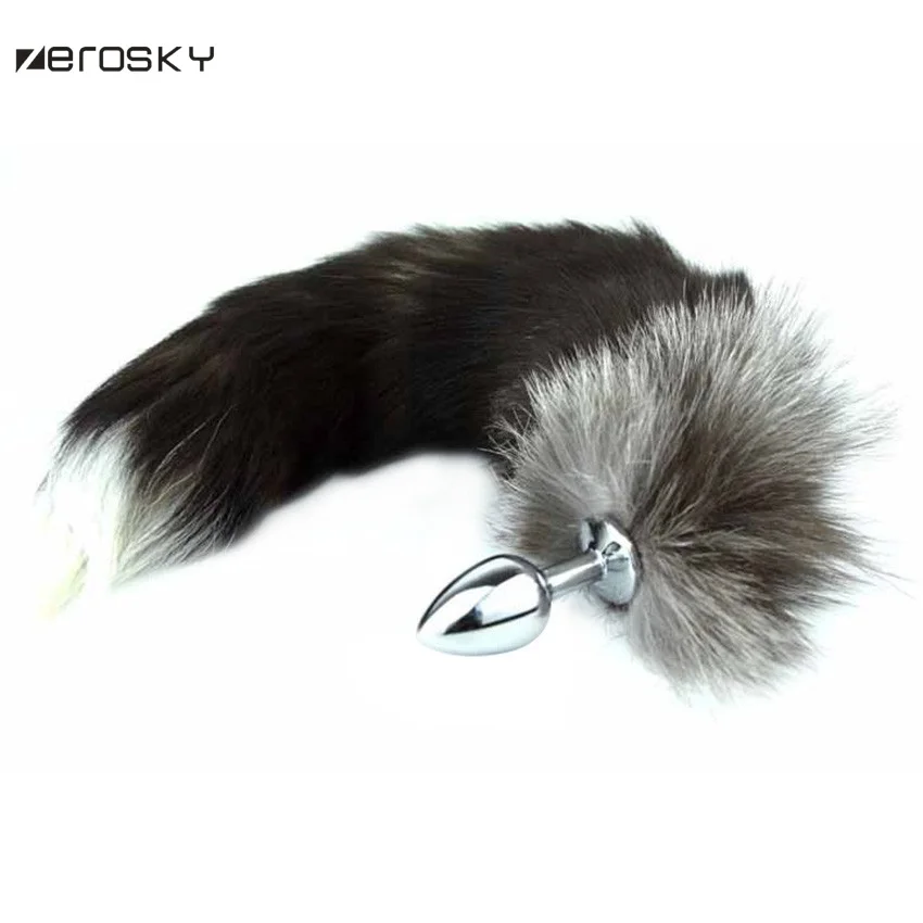Большая Анальная пробка с лисьим хвостом из нержавеющей стали анальная кошачьим