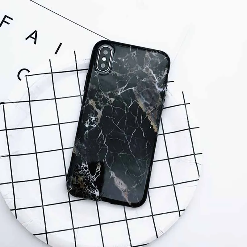 JIBAN Fashion simple Marble texture Phone Case for Apple iPhone 5 5s X 7 7plus 8 8plus 6 6s 6plus Back Cover soft TPU shell |