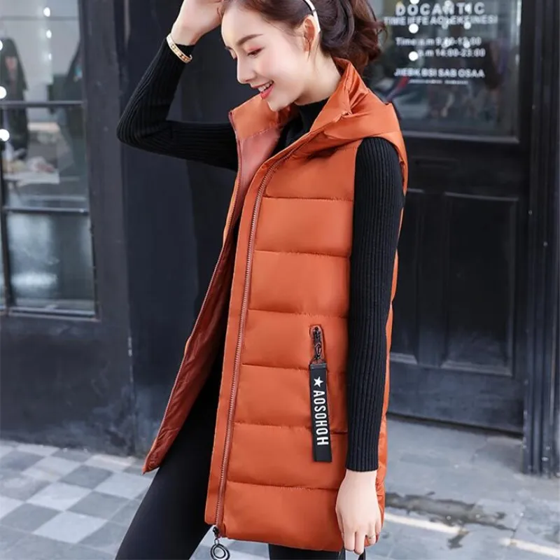 2018 женский зимний жилет новый длинный куртка без рукавов костюм с воротником
