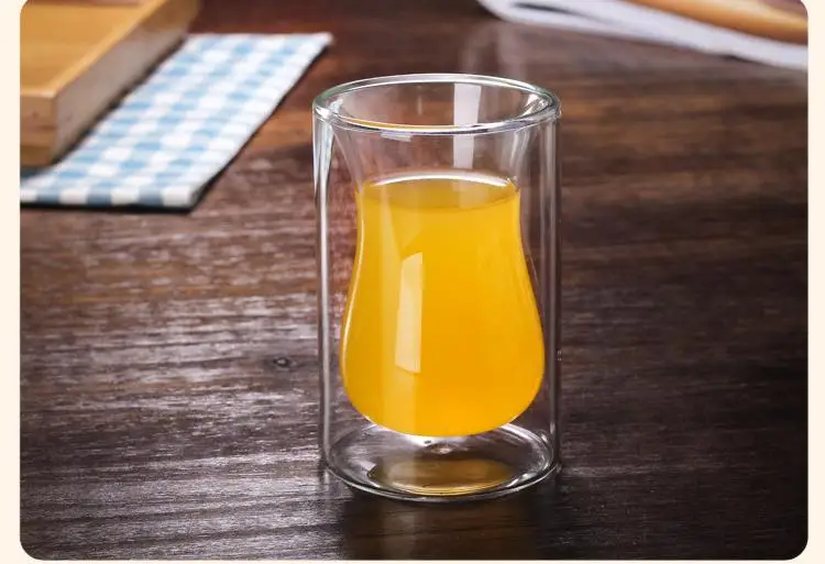 Стакан для питья с двойными стенками простой прозрачный термостойкий