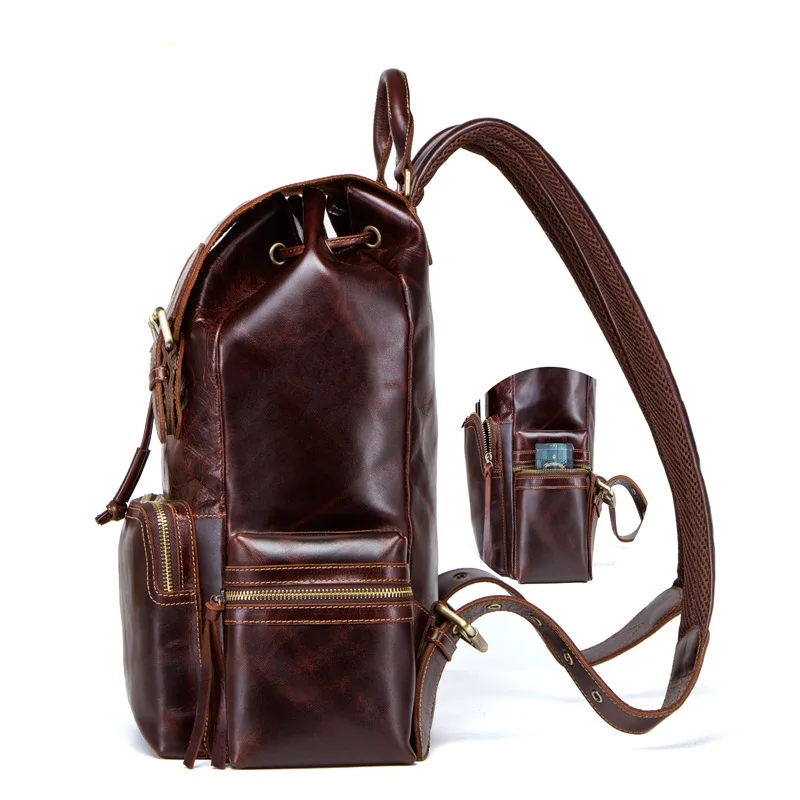 Рюкзак мужской из натуральной коровьей кожи кофейного цвета | Багаж и сумки