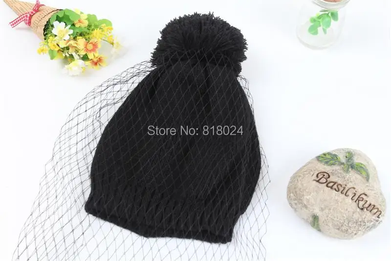 2014 Новое поступление вуаль зима марли вязаная шапка Обувь для девочек шапочка
