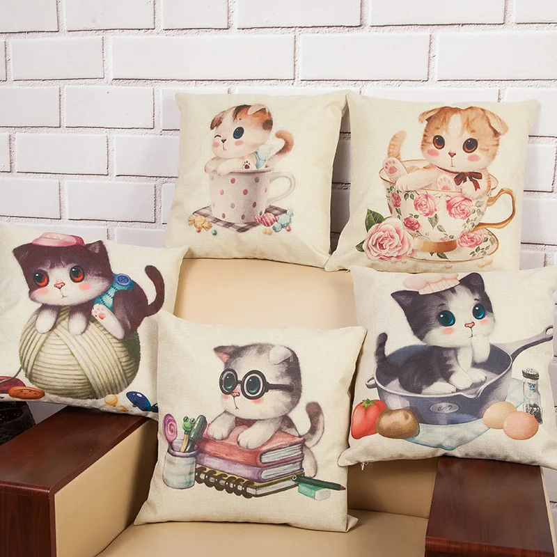 Симпатичный чехол подушка в виде кошки милый мультяшный для домашней детской