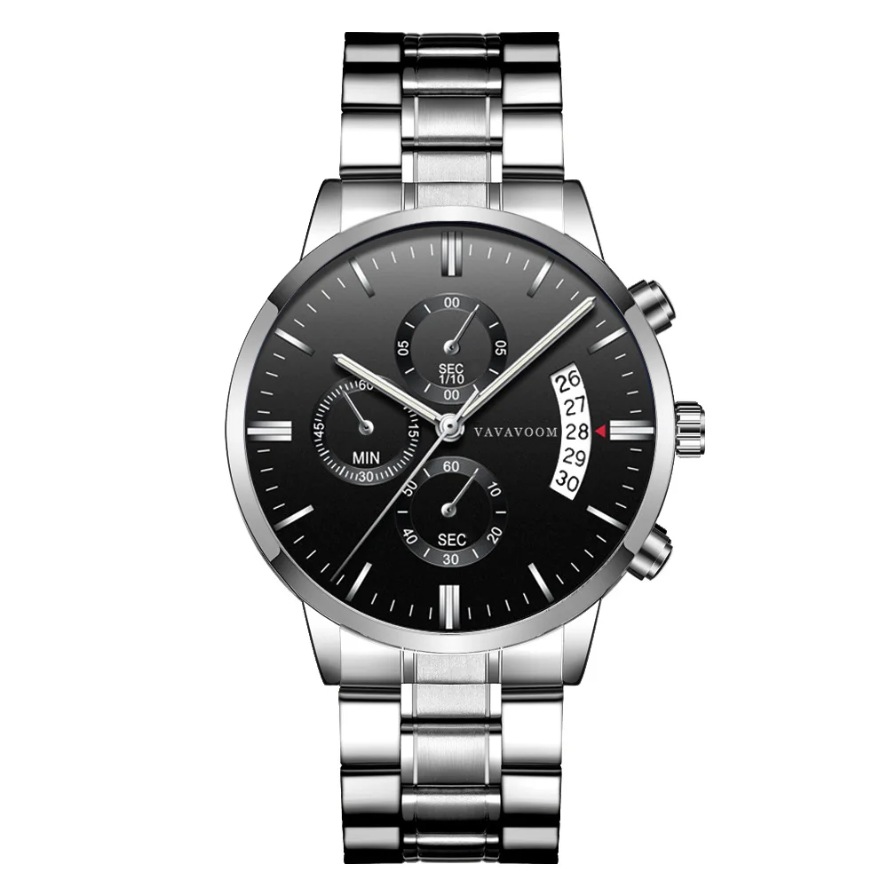 VAVA VOOM Luxury Business Men's Watches 3Bar Waterproof Sports Calendar Stainless Steel Clock relogio masculino | Наручные часы