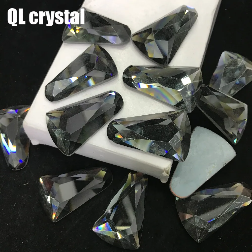 QL crystal 25x40mm Crystal popular DIY Clothes garments shose bags glue on flatbacks glass rhinestones | Дом и сад