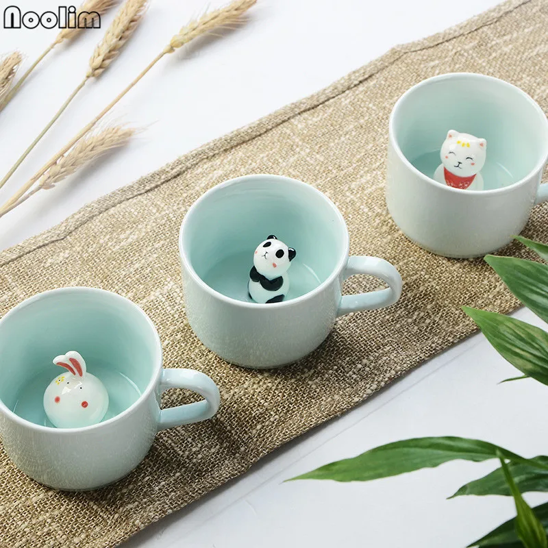 Креативная маленькая керамическая молочная кружка с животными милая мультяшная