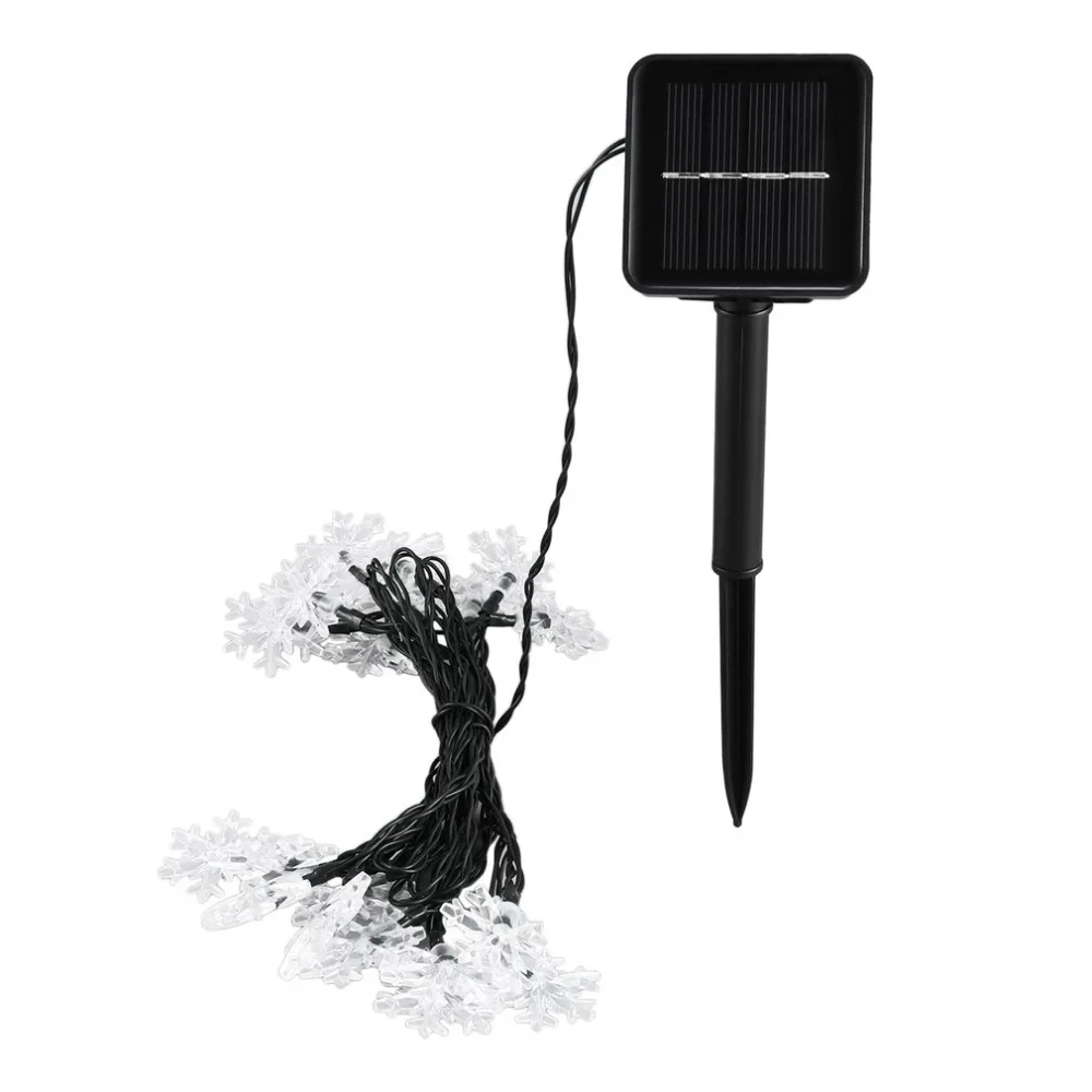 20 светодиодный солнечный снег хлопья струны водонепроницаемый Снежинка строка
