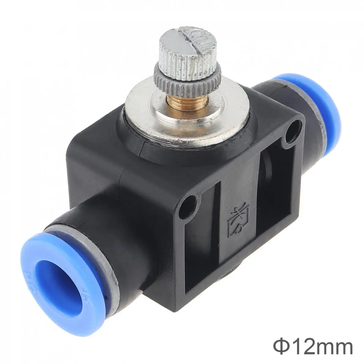 

12mm Practical Black Adjustable Pneumatic Components Quick Connector Gas Flow Hand Valve with Plastic Socket