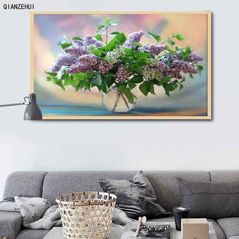 QIANZEHUI Стразы DIY пластиковые поделки алмазные животные фиолетовая ваза цветок