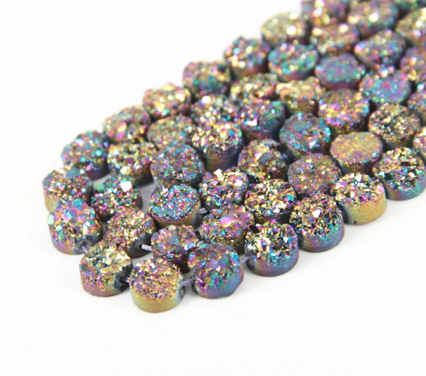 10 мм сырье Druzy свободные Бусины монет Подвески Jewelry натуральный Камни блестящие