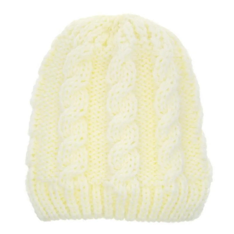 

Newborn Baby Warm Knitted Hats Children Solid Color Cotton Wool Caps