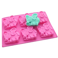 6 elephant muffin cups handmade soap craft art diy moulds biscuit chocolate silicone cake baking mold pans random color