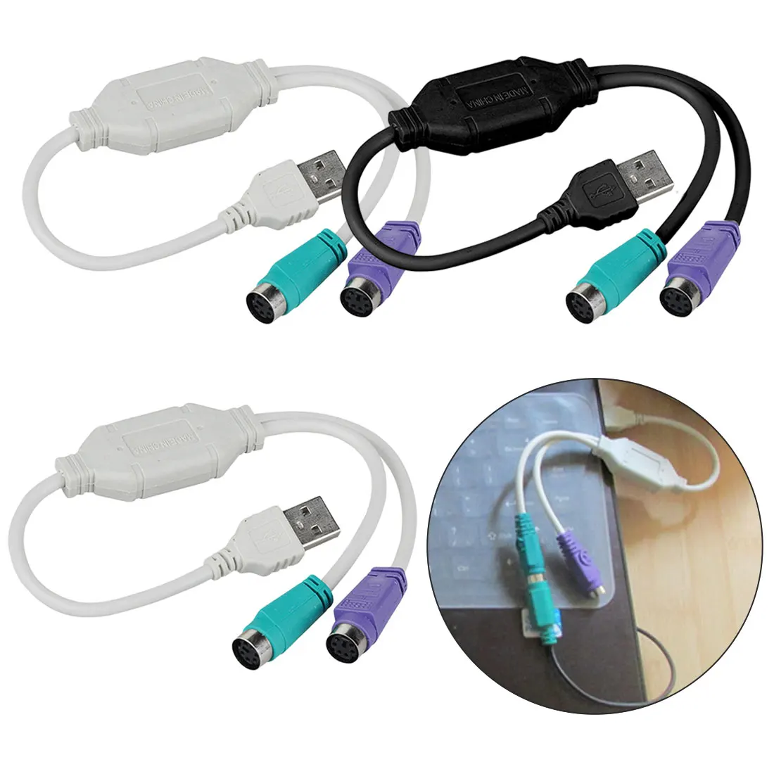 Высококачественный USB штекер в PS/2 PS2 Женский конвертер Кабель адаптер шнура