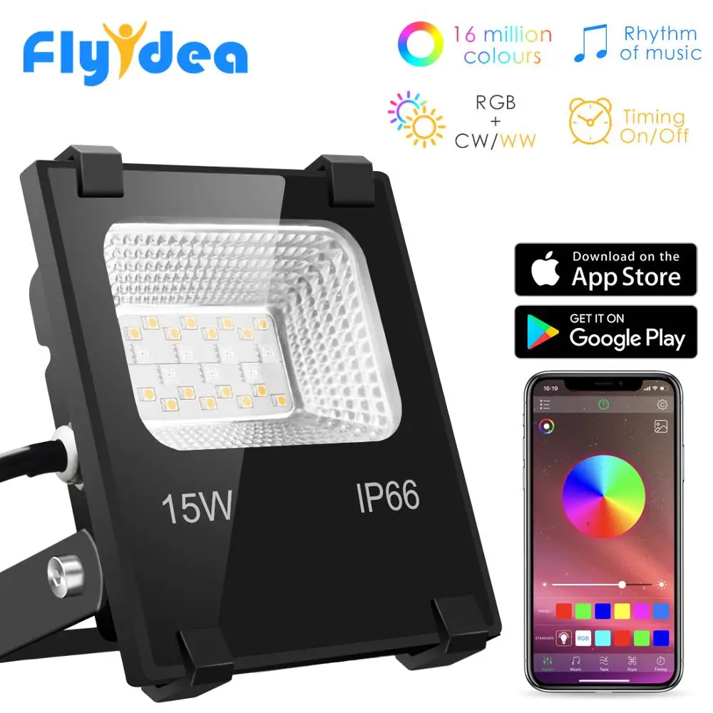 RGB светодиодный прожсветильник Тор 15 Вт Bluetooth уличный умный 110 В 220 IP66