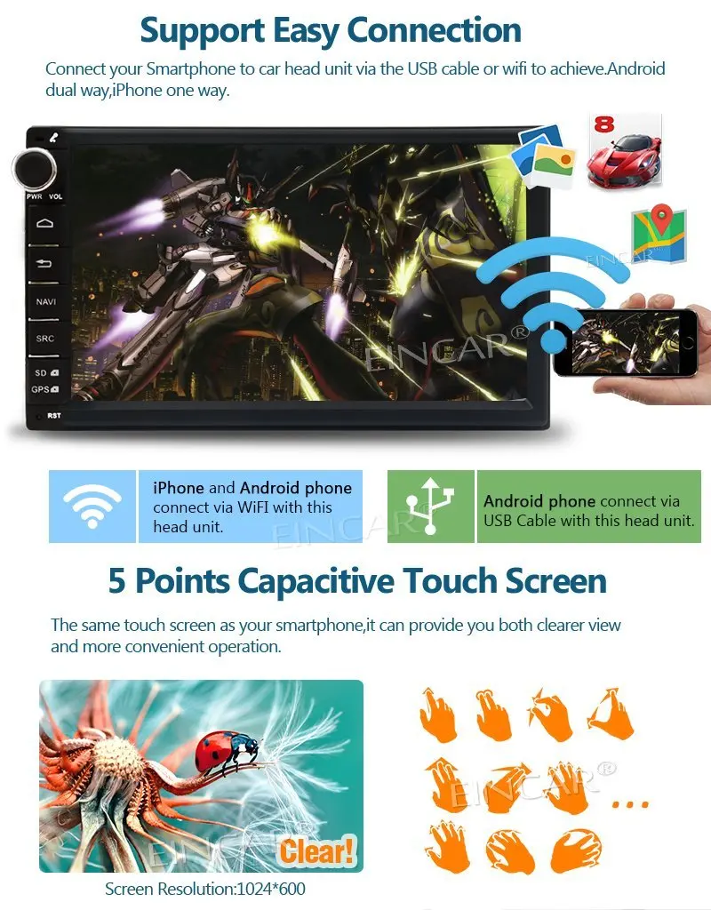 Беспроводная камера + Android 7 1 автомобильное радио стерео ''без DVD 2 Din