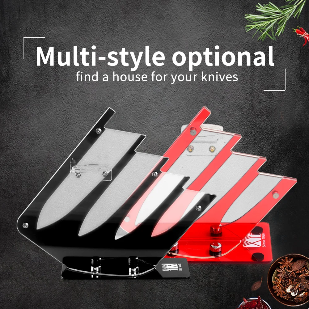 

XYj Plastic Knife Holder Multifunctional Acrylic Kitchen High-Grade Tools Block For 4 5 Piece Ceramic Knives + 1pcs Peeler