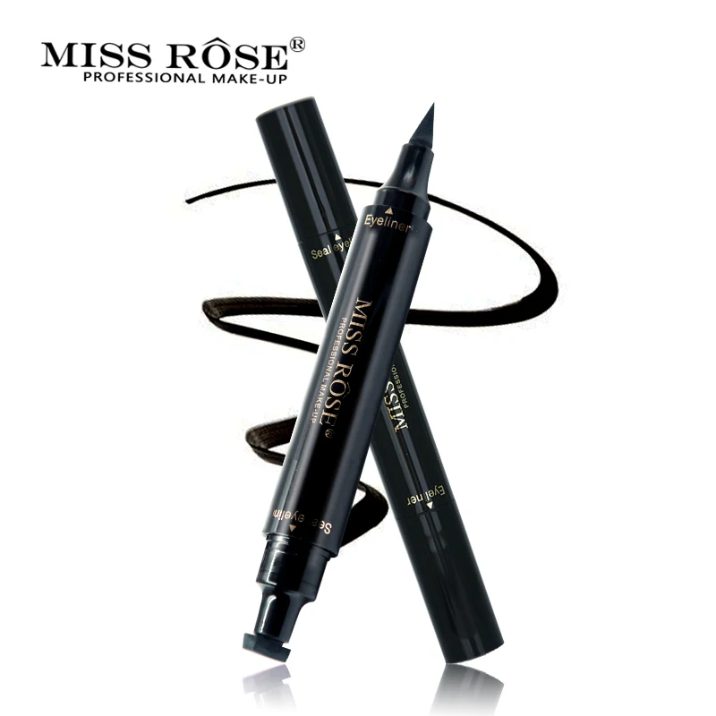 Водостойкая Подводка для глаз Miss Rose с двойной головкой черный долговечный макияж