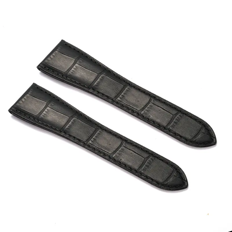 Ремешок из натуральной кожи ремешок для часов 18 мм 20 22 удлиненный черный