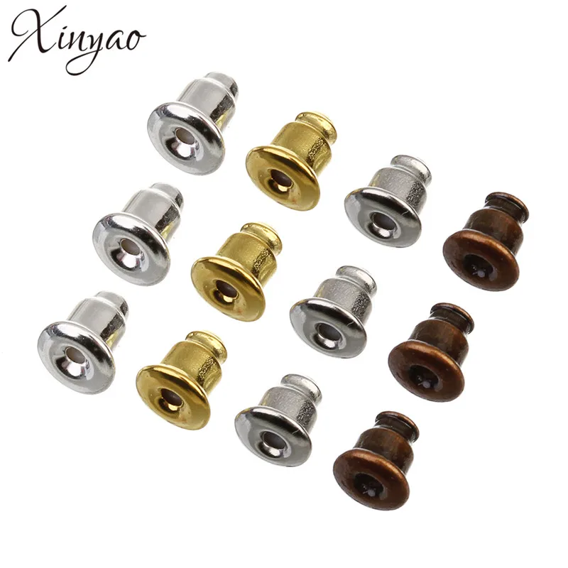 

200pcs/lot Gold/Silver Color Metal Bullet Earring Back Plugging Blocked Rubber Back DIY Earrings Jewelry Making Accessories F21