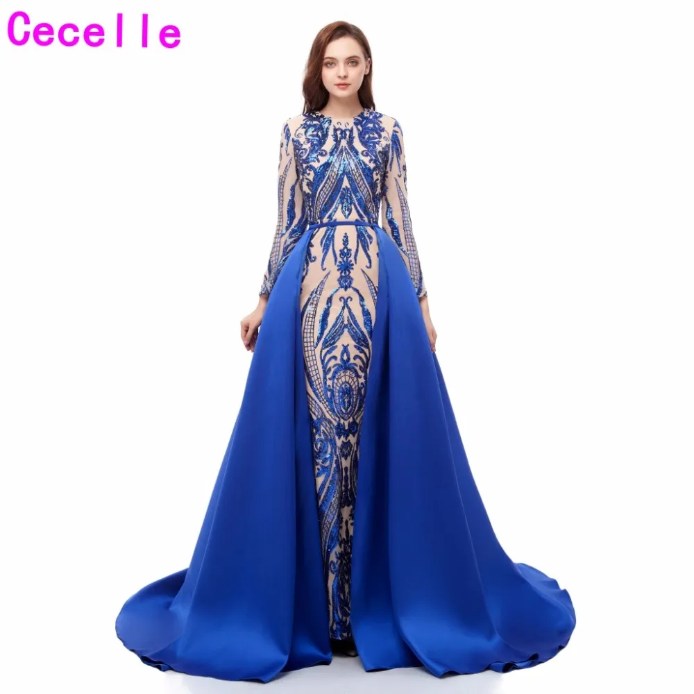 2019 Лидер продаж Королевский синий с блесками Русалка Вечерние платья одежда