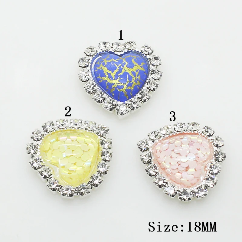 TYNUOMI Лидер продаж, 10 шт./лот, 18 мм, пуговицы Стразы в форме сердца, аксессуары для украшений «сделай сам», пряжка для рождественских праздников