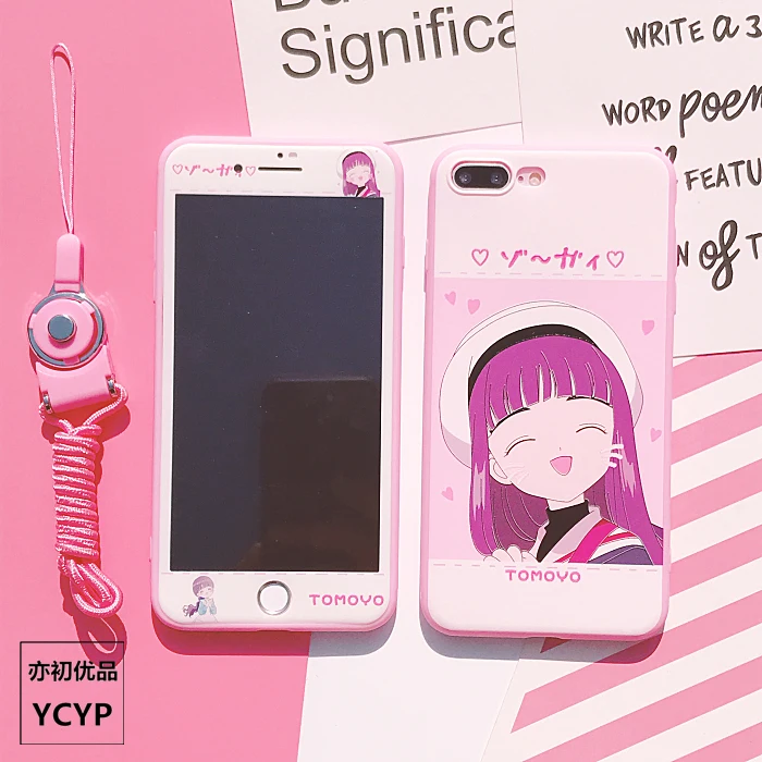Для iphone XS Max милый Cardcaptor Sakura задний Чехол+ пленка для экрана из закаленного стекла, Девушка Мягкий чехол для iphone X XR 6 7 8plus