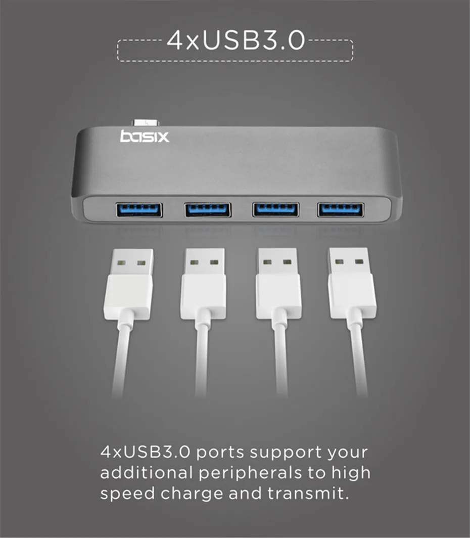 Basix usb C концентратор 4 в 1 концентратор USB Type C адаптер с 4 портами usb 3,0 трансмиссионный порт с высокоскоростной для MacBookPro pro и других