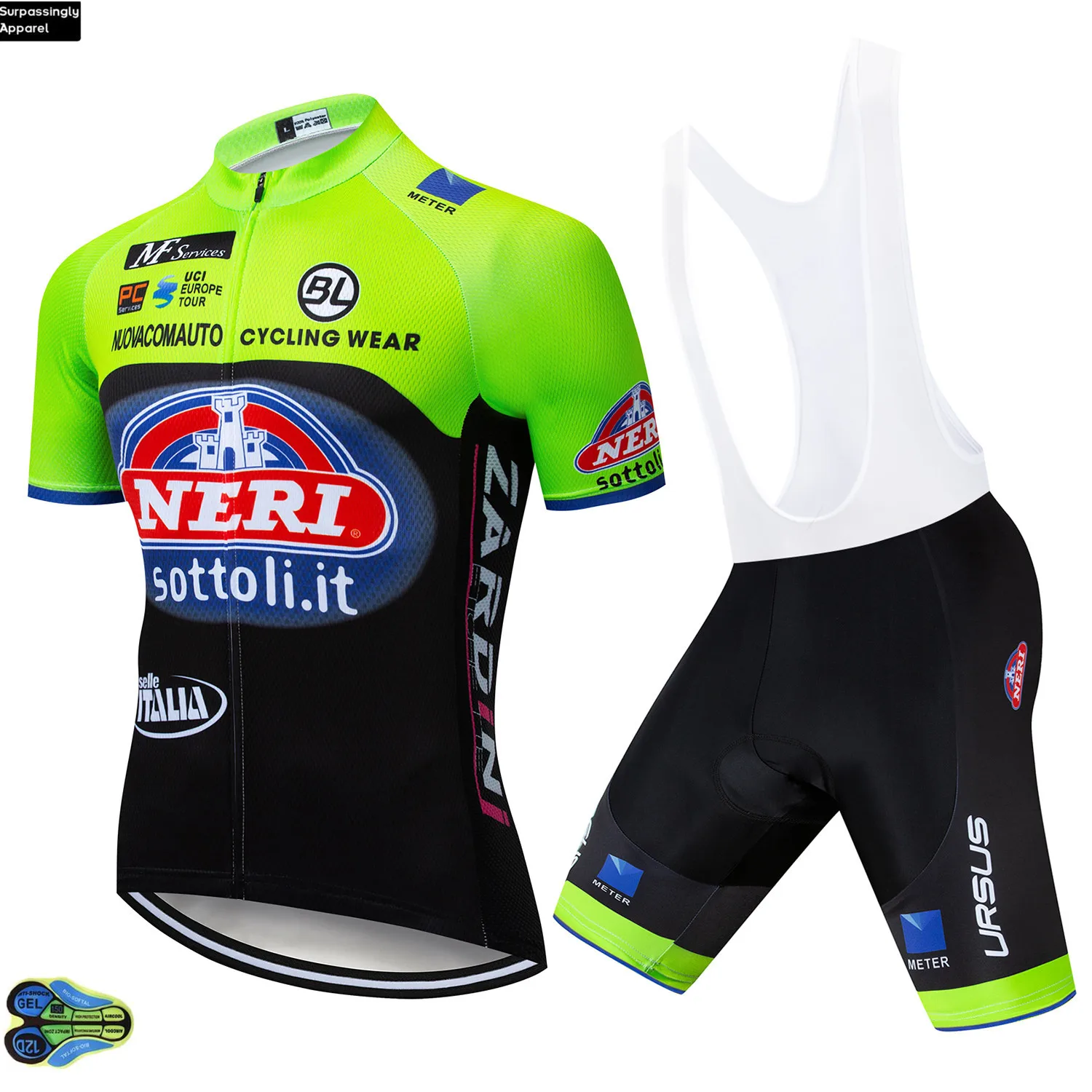 2019 I Tour Team Sottoli Велоспорт Джерси флуоресцентный зеленый гоночный Спорт велосипед