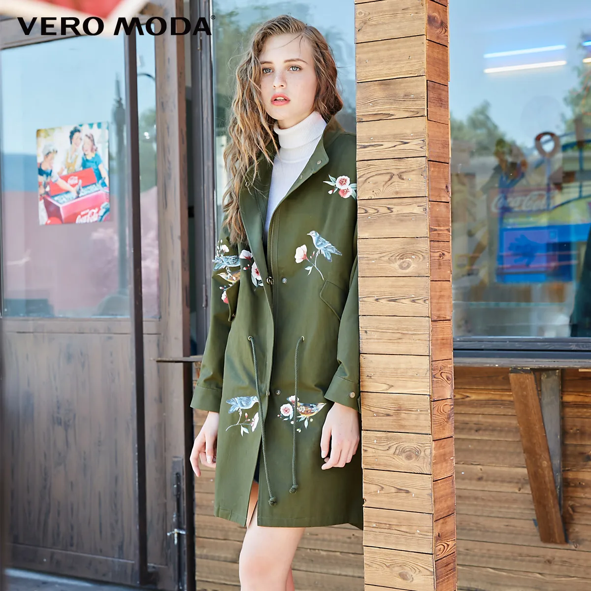 Vero Moda 2019 новый женский воротник планка Тренч | 318321506 Женская одежда