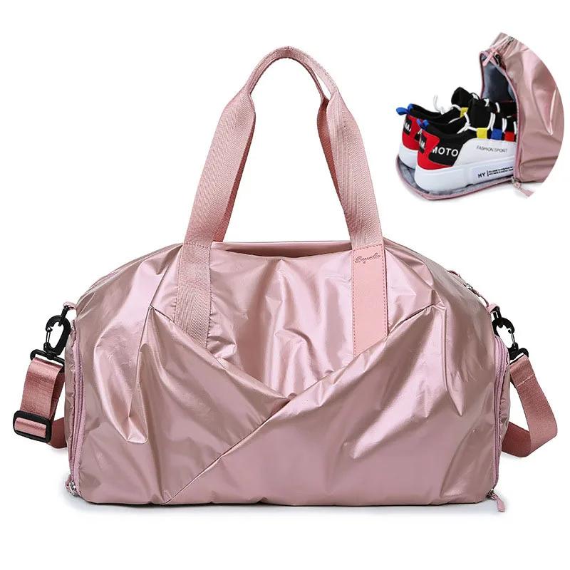 Glitter Pink 01 Сумки, дорожная сумка, Женская водонепроницаемая ручная сумка, большие блестящие нейлоновые дорожные сумки для дам, обувь через плечо, спортивная сумка XA736WB - Цвет: Glitter Pink 01