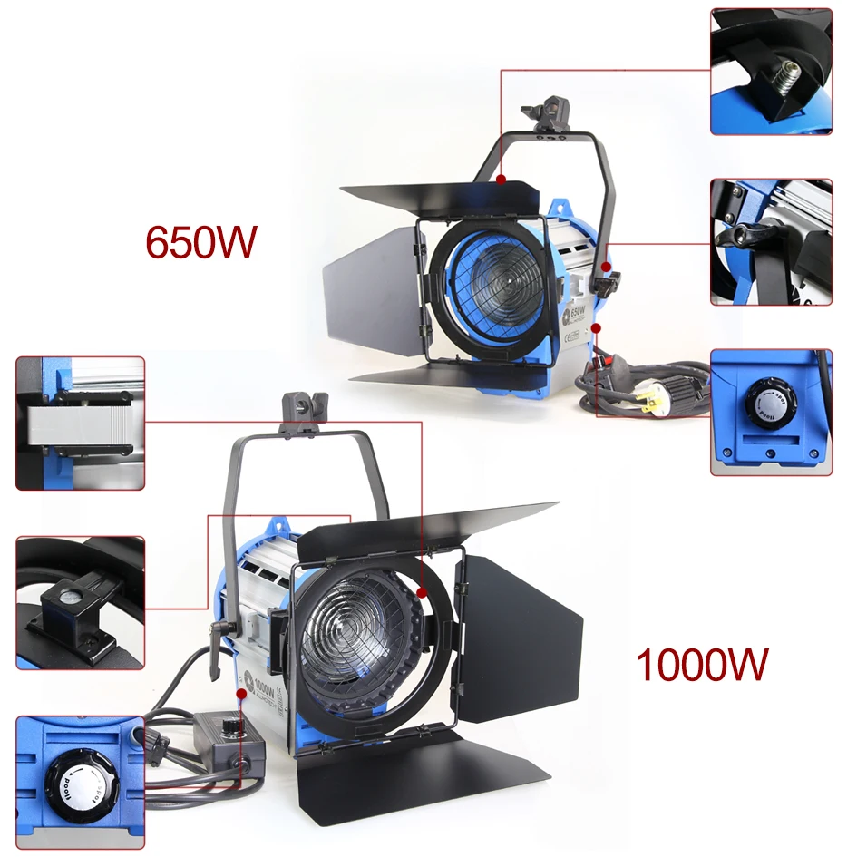 As ARRI Dimming 650WX2+ 1000WX2 диммер встроенный вольфрамовый Точечный светильник Френеля+ стандарт x4+ чехол светильник комплект для видео студийная фотография