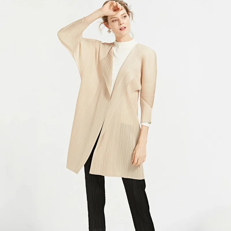 Женский плиссированный кардиган LANMREM с рукавами летучая мышь и воротником шарфом