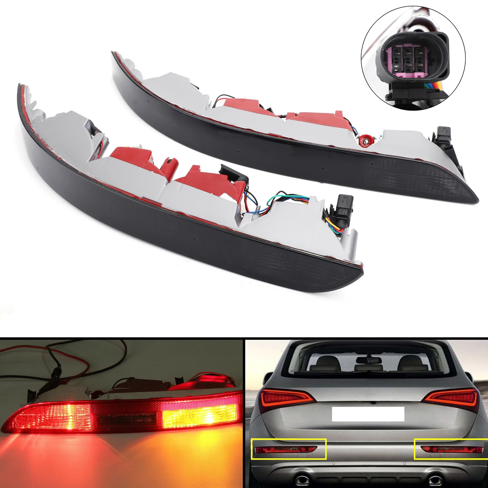 

Areyourshop Rear Lower Bumper Reflector Tail Light Reverse Stop Lamp For AUDI Q5 2.0T 2009-2016 8R0945095 8R0945096 Car Parts