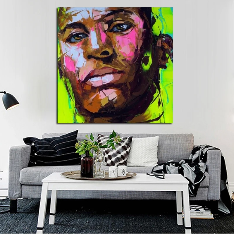 

Fashion Portraits waa Art picture 100% Handpainted Modern Handsome man Oil Paintings On Canvas football player face oil painting