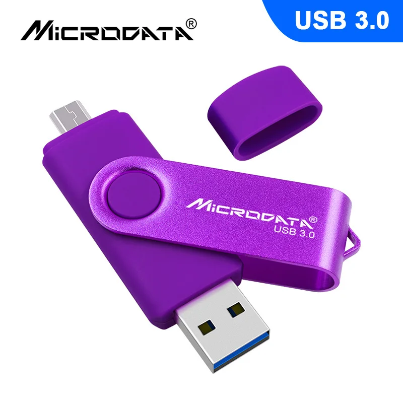 Фиолетовый USB 3,0 Вращающийся 2 в 1 OTG USB флеш-накопитель 128 Гб 64 ГБ 32 ГБ 16 ГБ высокоскоростной флеш-накопитель Android Memory stick - Цвет: Фиолетовый