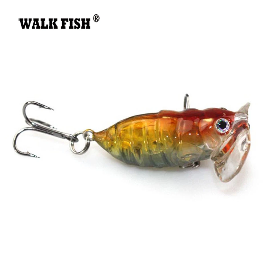 Walk Fish, 1 шт., 4 см, 4,2 г, Cicada, Поппер для рыбалки, блесна, Япония, Topwater, 3D глаза, жесткая плавающая приманка, крючок, снасть, Реалистичная, воблер, приманка для рыбы