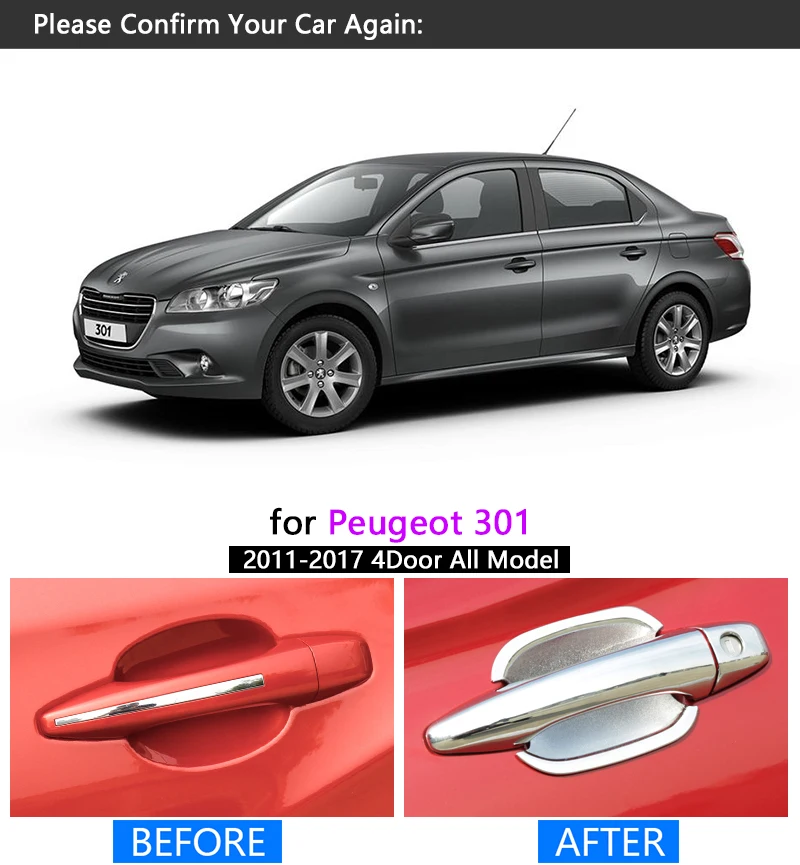Роскошная хромированная накладка на ручку для Peugeot 301 4 двери 2011-2017 2012 2015 2016