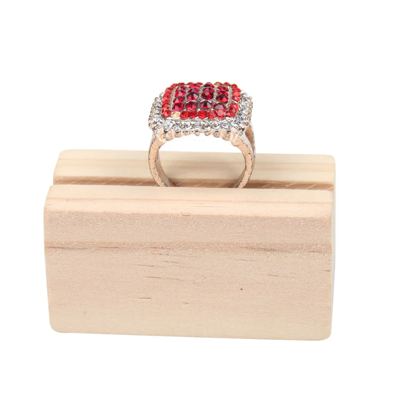 Rectangle Wood Ring Display Holder with Groove Jewelry Stand Jewellery Show Organizer Counter Exhibit Storage |