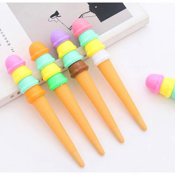 

wholesale 50pcs kawaii gel ink pen cute colorful ice cream pens for school office students writing korean stationary supplies
