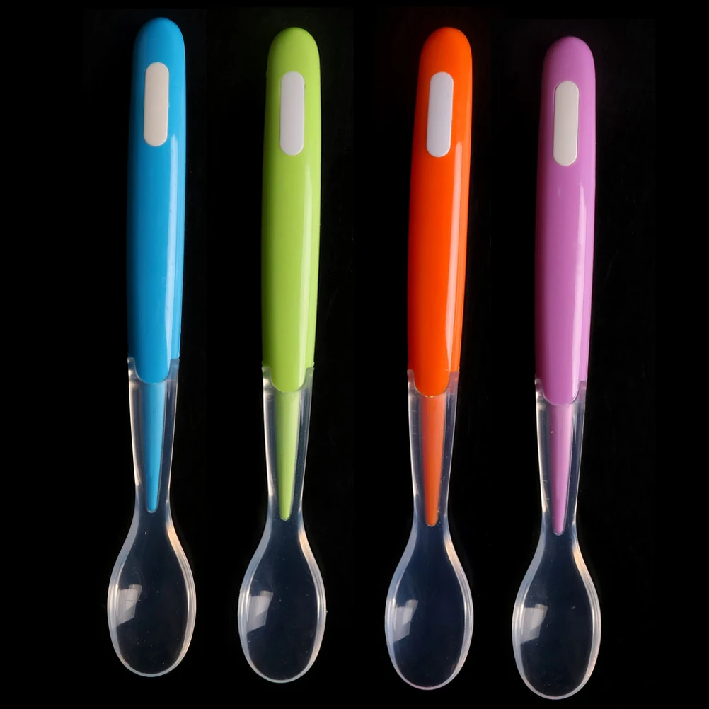 

Tableware Safe Food For Training Flatware Baby Silicone Soft Feeding Spoon