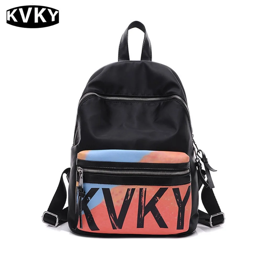 Kvky логотип бренда Для женщин рюкзак нейлон Водонепроницаемый студент Школьные