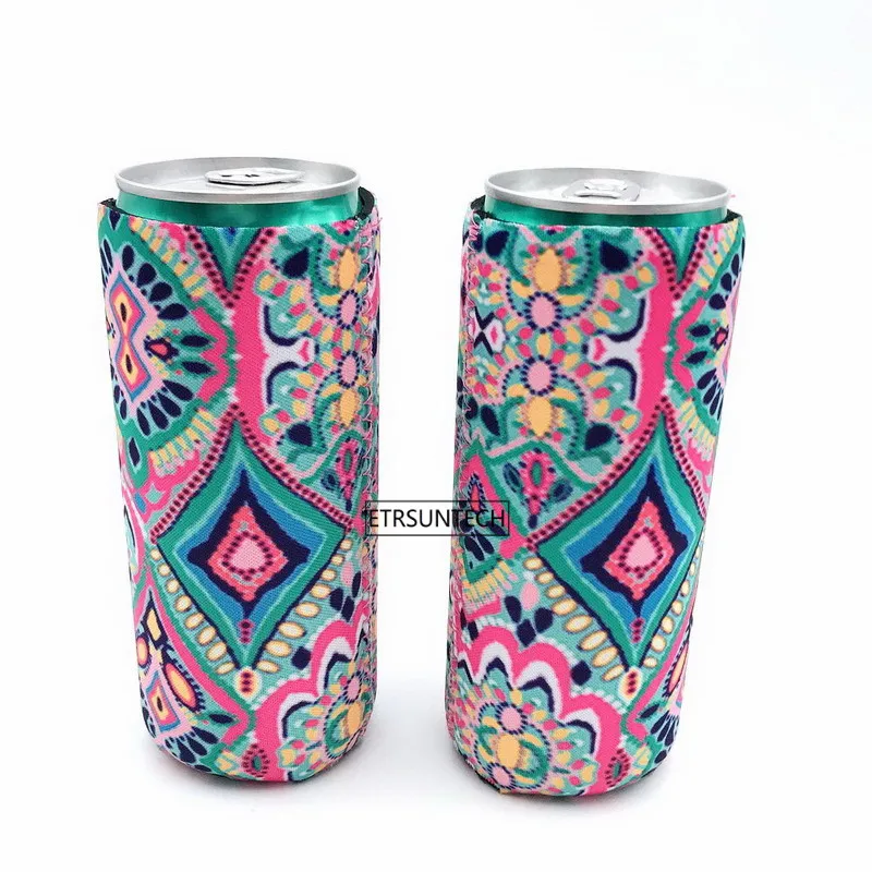 12 шт. милый тонкий охладитель неопреновый цветочный Koozie Для 12 унций Тощий напиток красный бык Michelob ультра пиво шипами Seltzer