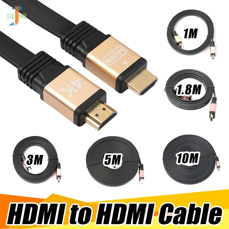 HDMI совместимый кабель длиной 1 м 100 3 5 10 плоский штырь золотистый 4k на HD TV 2 0 4 в 1080P