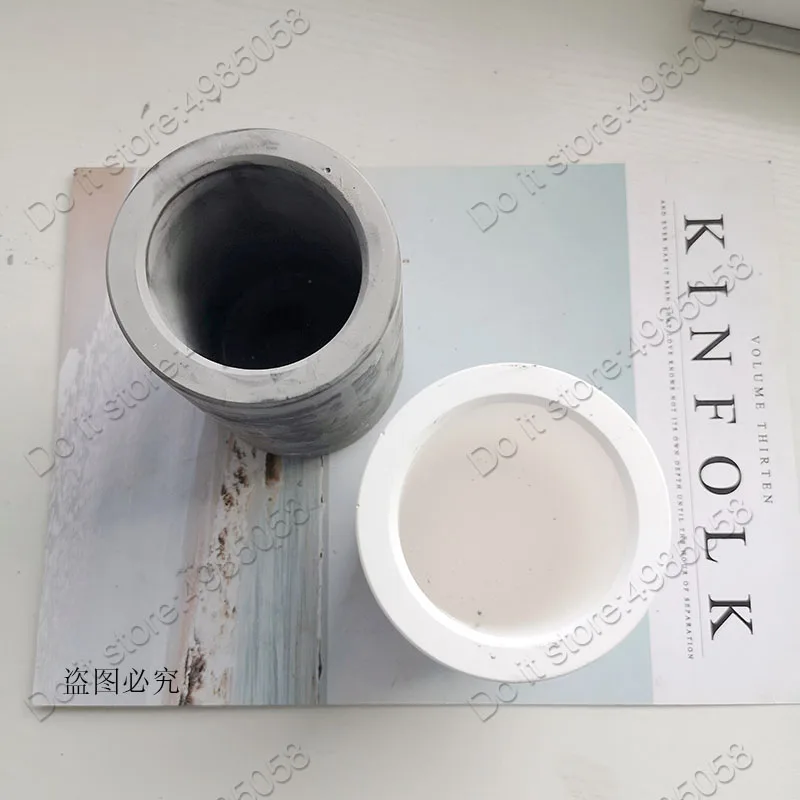 Круглые суккулентные растения цветочный горшок бетонная форма в полоску ручка